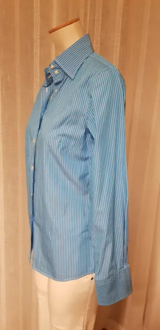 Camisa italiana azul rayas blancas talla 42