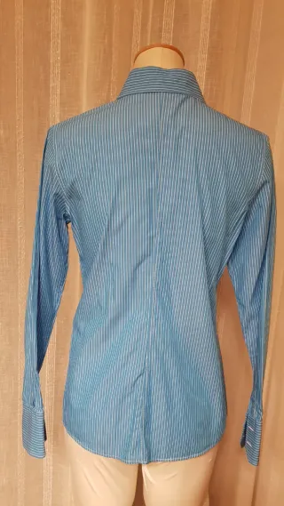 Camisa italiana azul rayas blancas talla 42