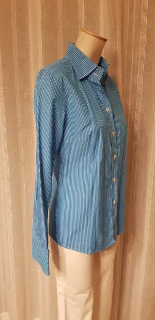 Camisa italiana azul rayas blancas talla 42