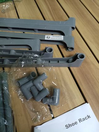 SONGMICS Zapatero de 3 Niveles, Zapatero de Metal, Organizador de Zapatos, para 12-15 Pares de Zapatos, Apilable, Pasillo, 30 x 92 x 55 cm, Gris LSA303G01