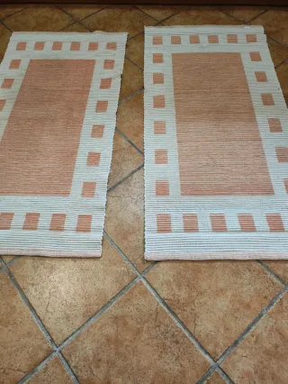2 Tappeti in Cotone Beige e Rosa