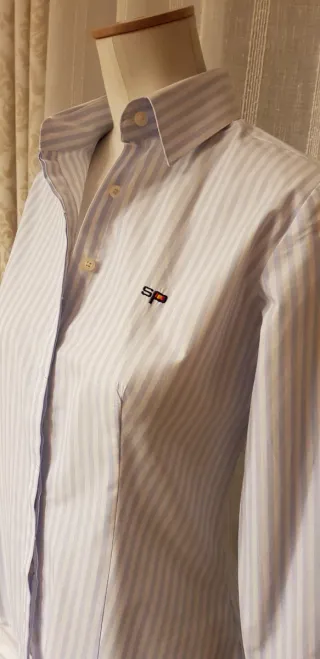 Camisa Spagnolo Talla 40 Rayas Azul/Blanco