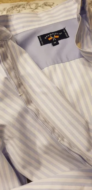 Camisa Spagnolo Talla 40 Rayas Azul/Blanco