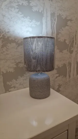 2 LAMPARAS CERÁMICA GRIS MESITA DE NOCHE