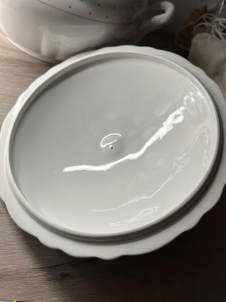 Zuppiera Richard Ginori porcellana pois