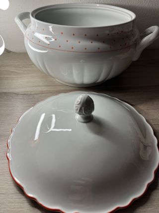 Zuppiera Richard Ginori porcellana pois