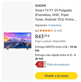 Xiaomi Mi TV P1 4K 55 pulgadas Smart TV
