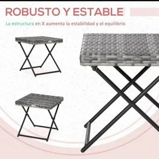 Tavolo ausiliario pieghevole in rattan