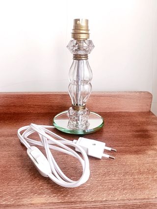 Lámpara de cristal y espejo vintage francesa