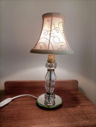 Lámpara de cristal y espejo vintage francesa