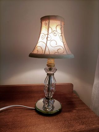 Lámpara de cristal y espejo vintage francesa