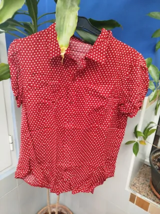 Blusa roja lunares vintage Talla S