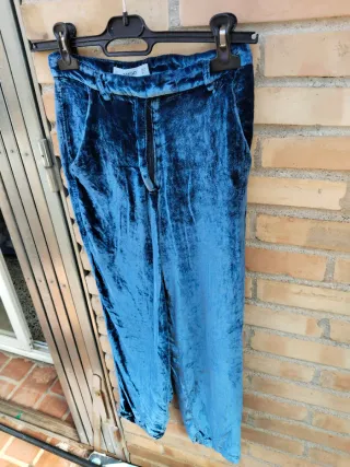 Pantalones Mango Terciopelo Azul Talla M
