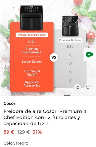 Ocasion! Freidora de aire cosori y vaporeto polti
