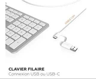 Teclado Mobility Lab AZERTY Mac USB Gris Blanco