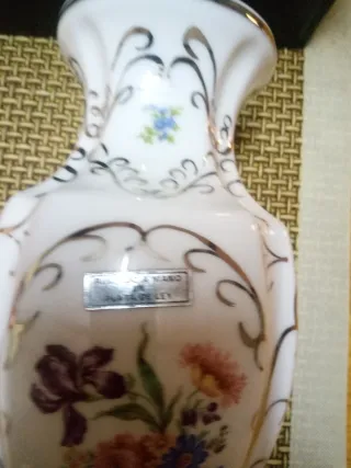 Jarrón pintado a mano plata de ley alt 28 cm