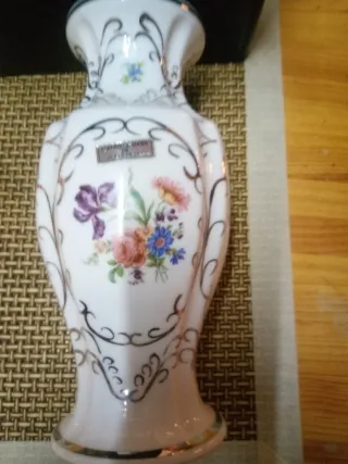 Jarrón pintado a mano plata de ley alt 28 cm