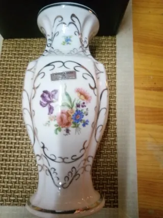 Jarrón pintado a mano plata de ley alt 28 cm