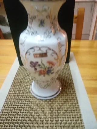 Jarrón pintado a mano plata de ley alt 28 cm