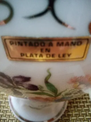 Jarrón pintado a mano plata de ley alt 28 cm