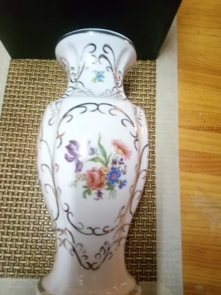 Jarrón pintado a mano plata de ley alt 28 cm