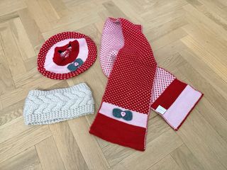 Conjunto infantil: gorro, bufanda y diadema.