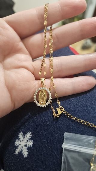 2 MEDALLAS VIRGEN MILAGROSA CON CADENAS DORADAS