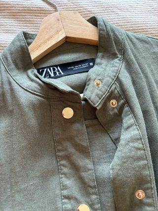 Camisa Zara Verde Militar Talla XS