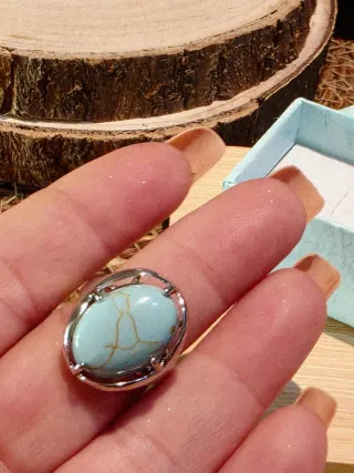 Anillo Turquesa Natural Plata