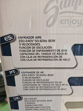 Climatizador por agua 3500ml 80W