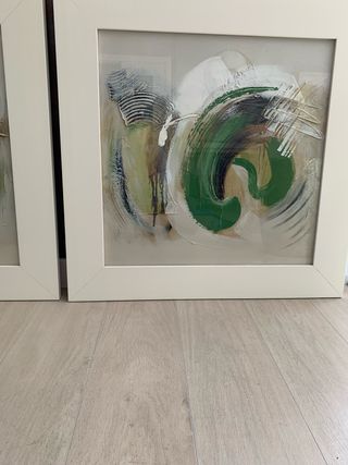 Quadri astratti verdi e bianchi