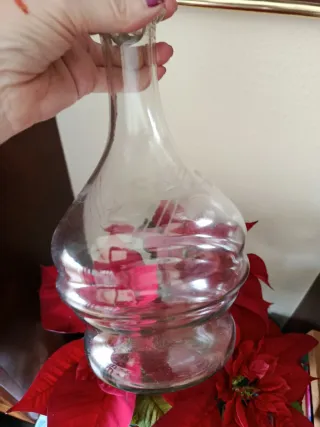 Licorera Antigua Vidrio Grabado