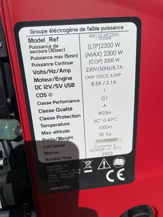 Generador Grupo Electrógeno Mecafer 2200i 4T