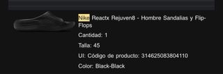 Chanclas Nike React Rejuven 8 Negras