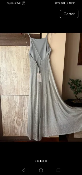Vestido largo plateado Zara