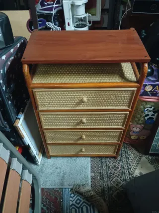 Cajonera Vintage Rattan 4 Cajones