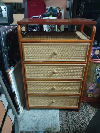 Cajonera Vintage Rattan 4 Cajones