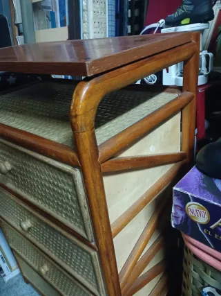 Cajonera Vintage Rattan 4 Cajones