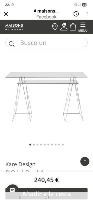 Mesa de cristal y metal Kare Design