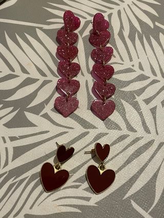 Pendientes Corazón Rosa y Rojo
