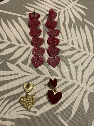 Pendientes Corazón Rosa y Rojo