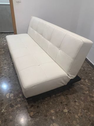 Sofá Cama Piel Sintética Blanco
