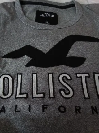 Camiseta Hollister Hombre Talla XS Gris