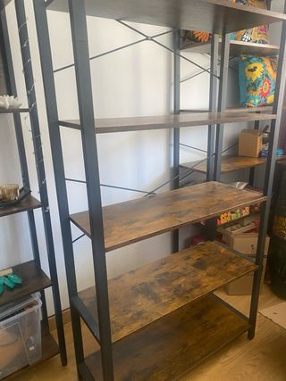 Estantería Madera y Metal Negra Marrón