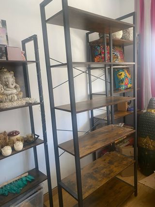 Estantería Madera y Metal Negra Marrón