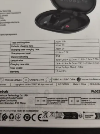 Auriculares Acefast ACEFIT FA002 Negros