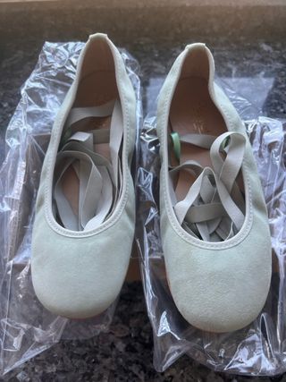 Manoletinas Bailarina Verde Salvia Talla 35