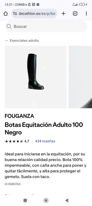 Botas de equitación Fouganza Negro Adulto o niño