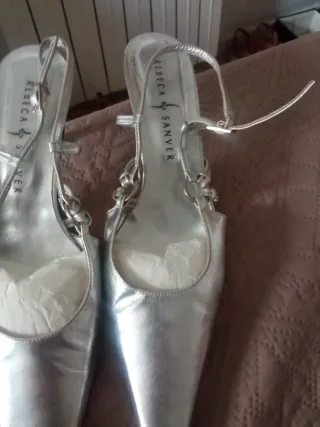 Sandalias Tacón Mujer Rebecca Sanver Plata