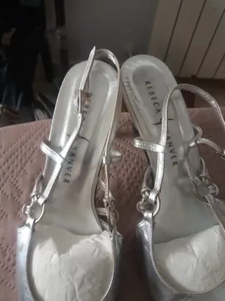 Sandalias Tacón Mujer Rebecca Sanver Plata